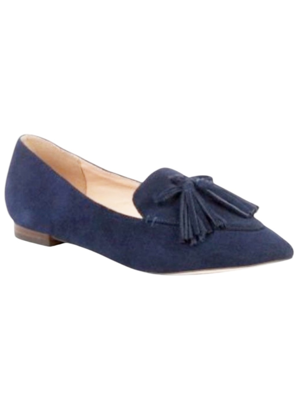 Ralph Lauren Londyn Navy Sheep Suede Kiltie Ballet Flat Size 6.5 NEW